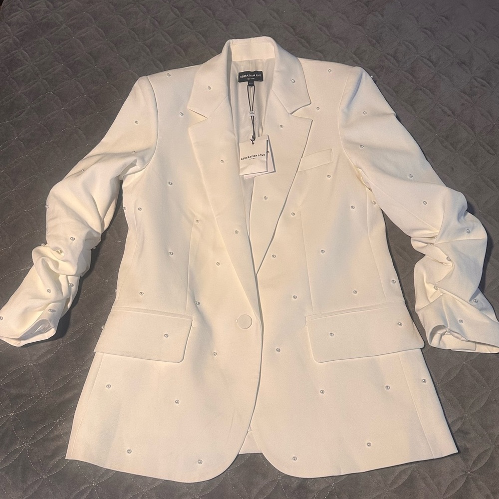 Generation Love Nadia Faux Pearl Blazer in Ivory size XS New with Tags